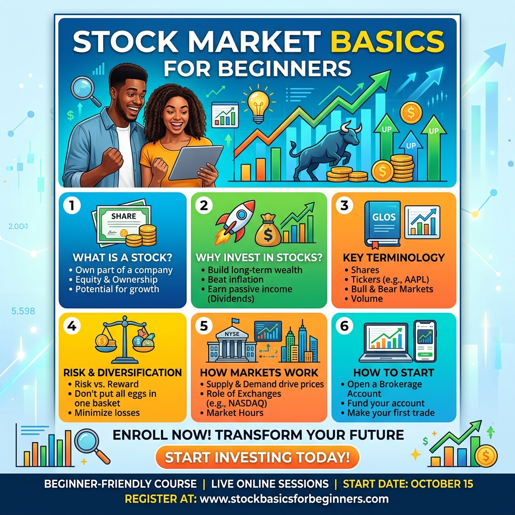 Stock Market Basics for Beginners course poster